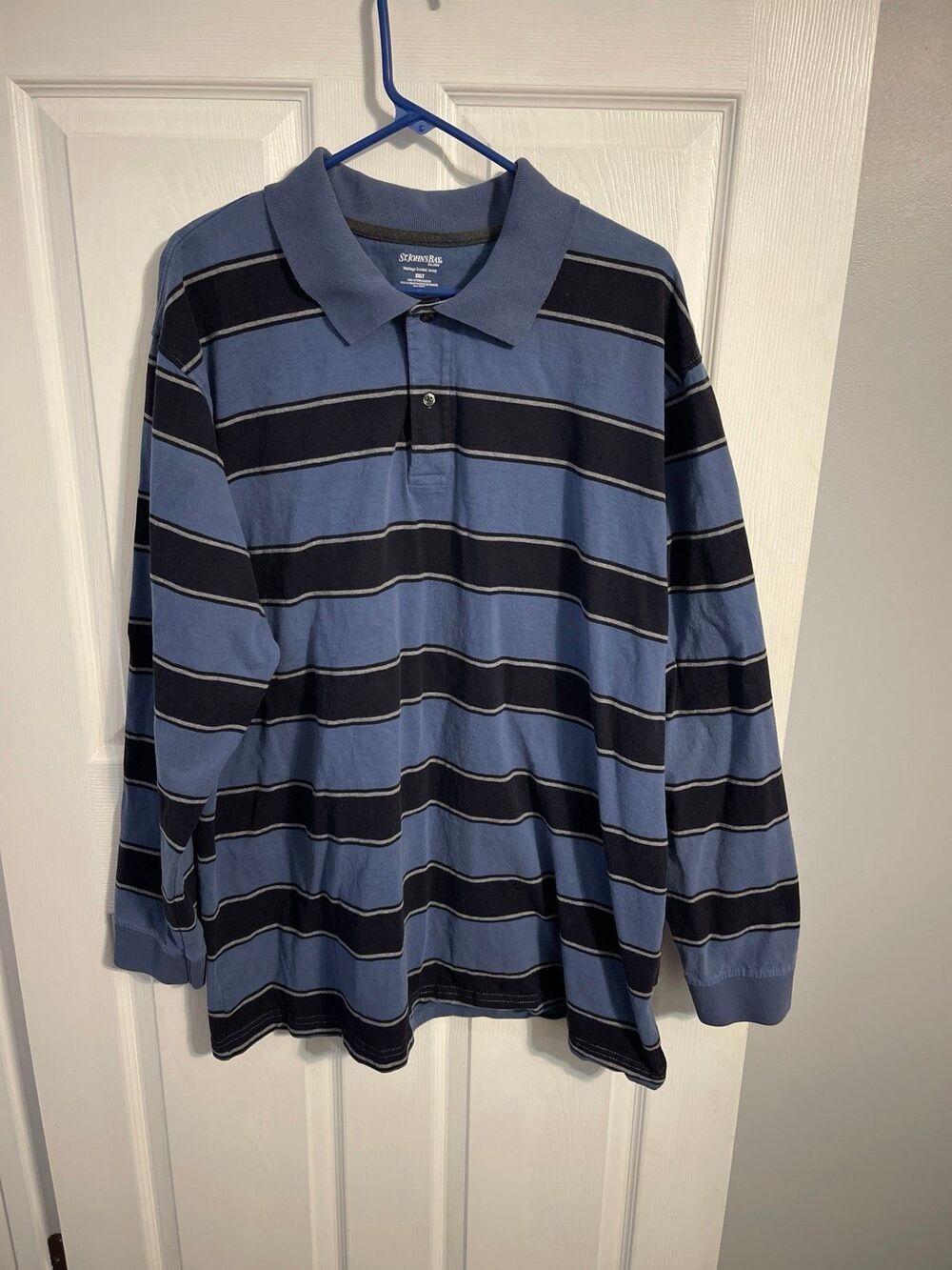 St. John’s Bay Long Sleeve Polo Shirt Size 2XLT Blue